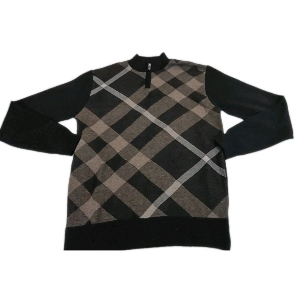 Studio By Omega Sweater Mens Large  1/4 Zip Color Block Preppy Retro Golf